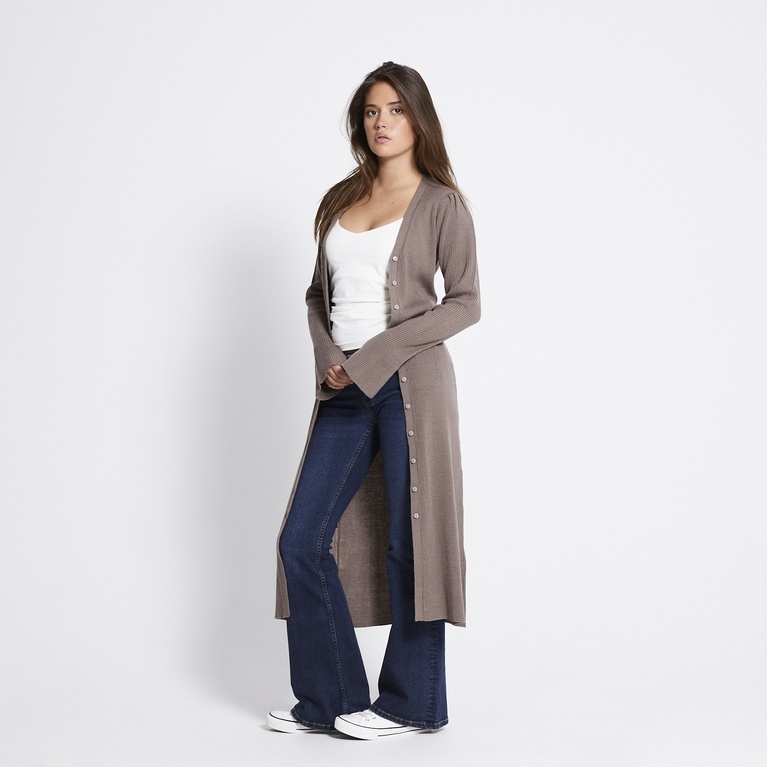 Ribbed knit cardigan dress "Mindy" Light Brown